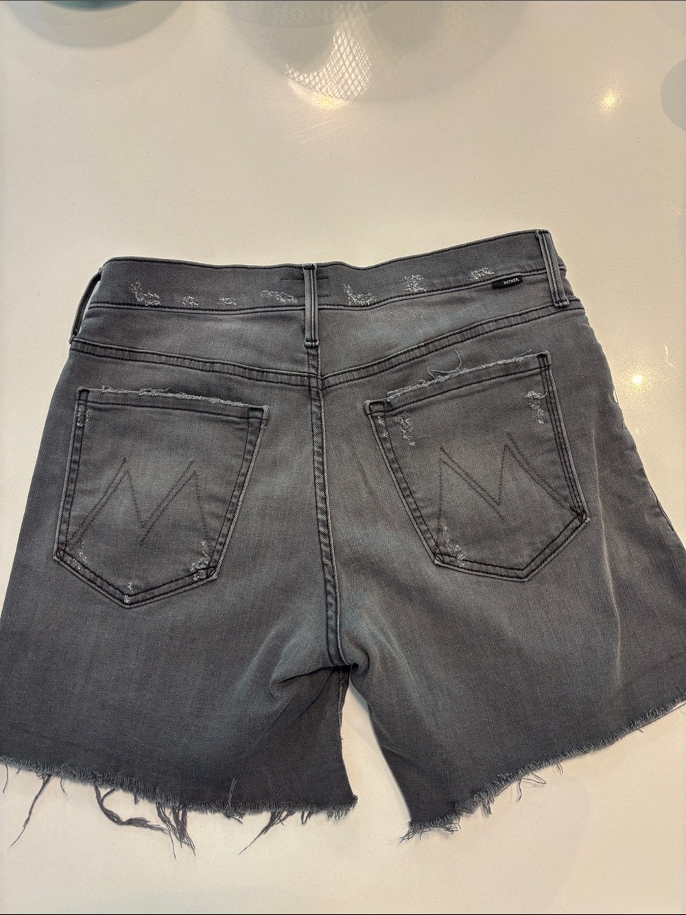 MOTHER Gray Dropout Cuff  Denim Shorts in last chance saloon